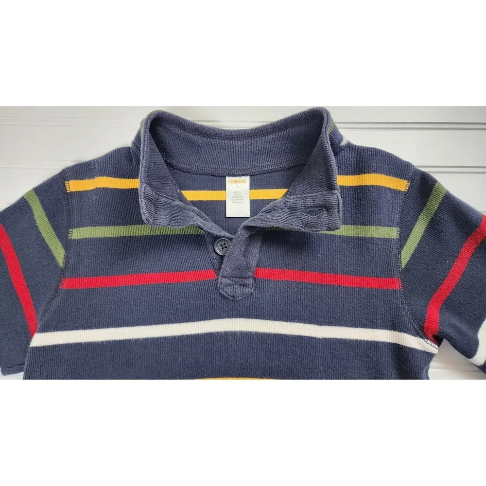 Gymboree Kids Blue Striped Button Neck‎ Pullover Long Sleeve Size 7/8 Medium